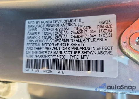 2023 Honda Cr-V Lx from USA, damaged, VIN 7FARS4H27PE021720